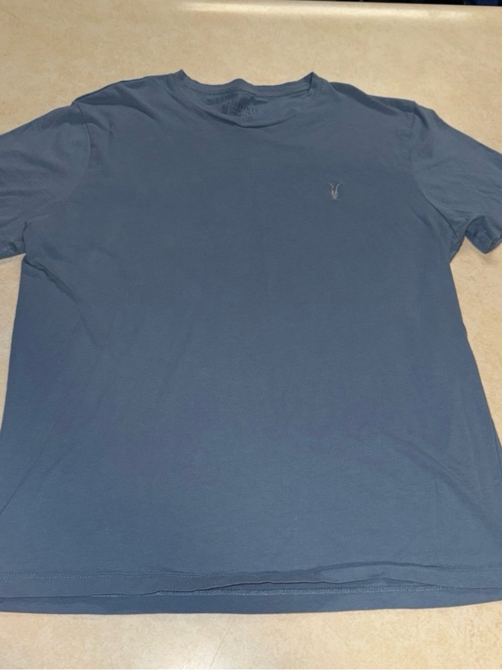 All Saints Men's Blue Short-Sleeve Crewneck T-Shirt